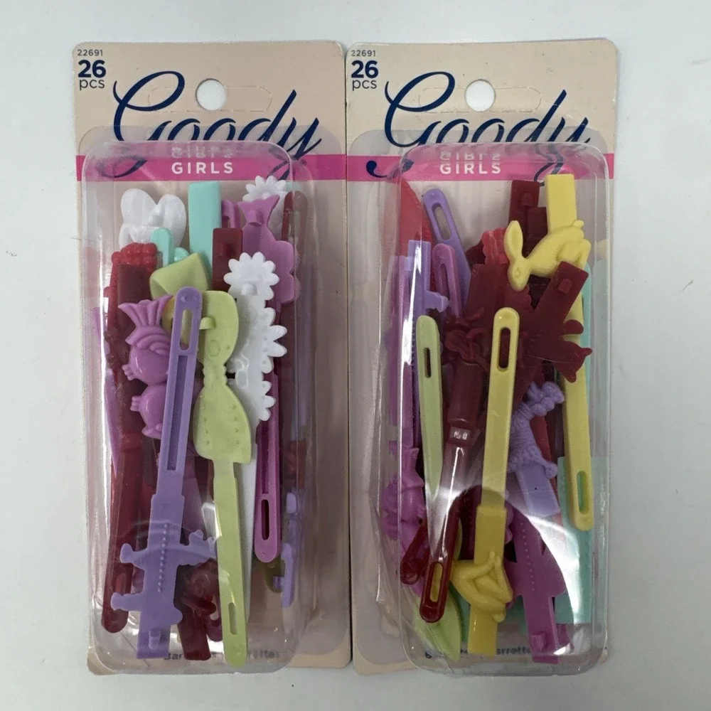 2 Pack 26 Goody Kids Girls Plastic Hair Barrettes Stay Tight Slip Secure Pastel